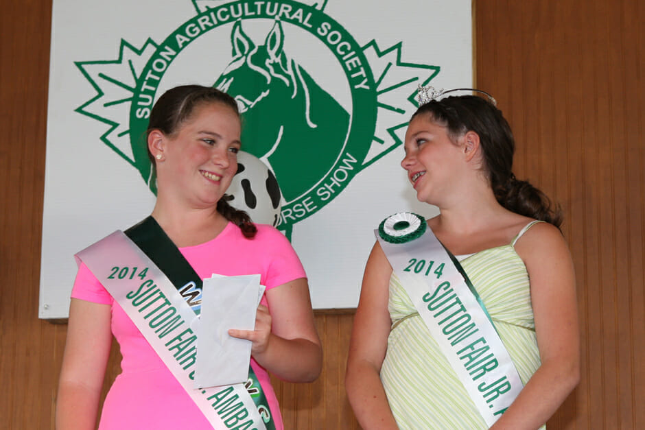 Runner-up Maddy Grossi and Emily Cryderman, Lead Jr. Ambassador for 2014 Sutton Fair